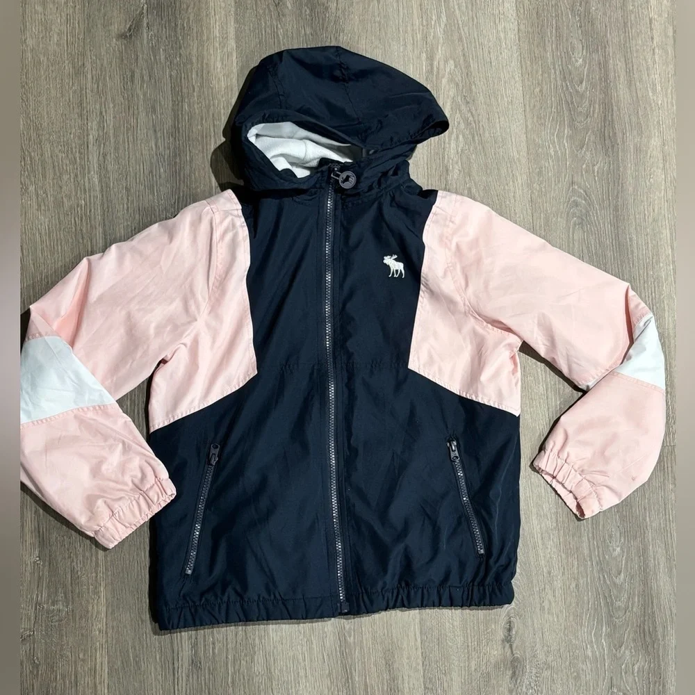 Abercrombie & Fitch Girls Size 9 10 Lined Windbreaker Jacket Blue Pink - Picture 1 of 14